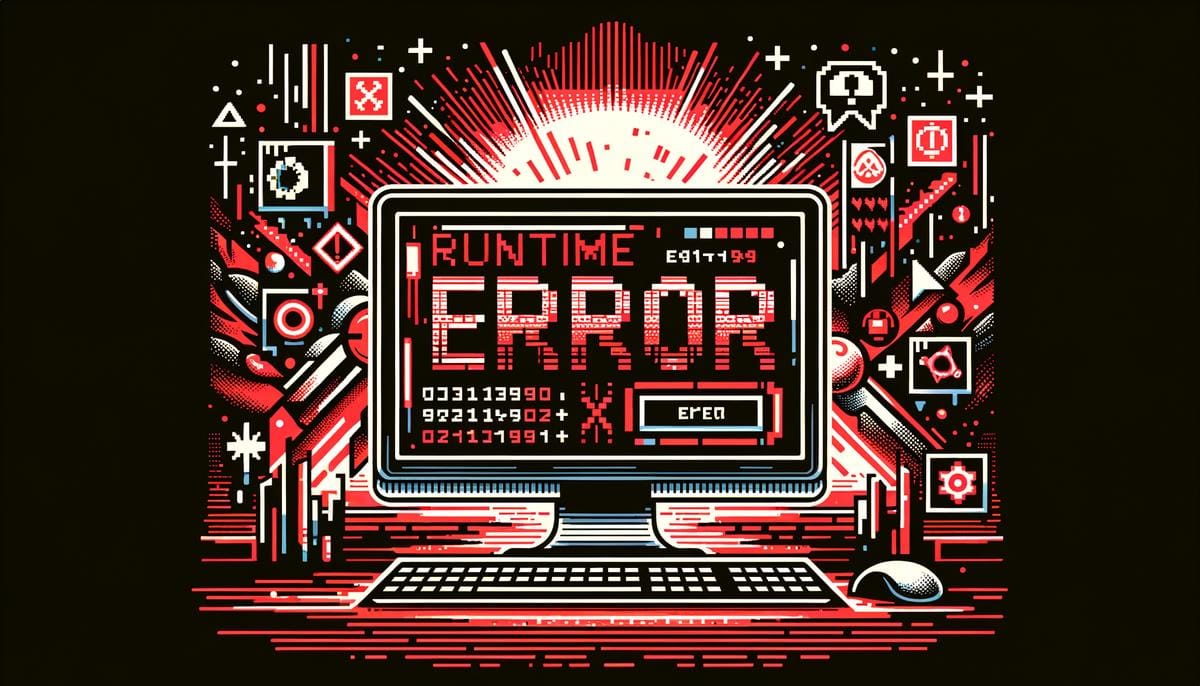 Illustration of a runtime error message on a computer screen