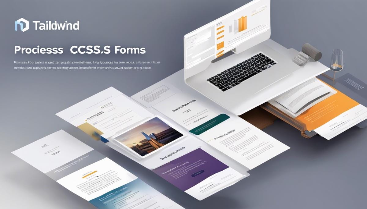 Image depicting the process of building forms with Tailwind CSS, showing the step-by-step guide described in the text.