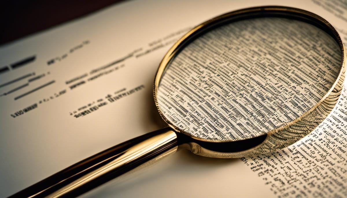 A magnifying glass hovering over a JavaScript code snippet, representing the complicated nature of obfuscated code.